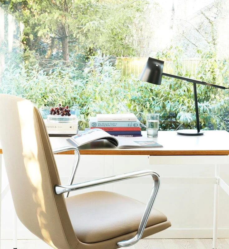 Normann Copenhagen Off Chair With 5 Wheels, Armrests, Alu. - Black Leather Ultra - Image 5