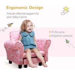 HOMCOM Kids Children Armchair Mini Sofa Wood Frame W/ Footrest Cute Cloud Star Pink -Fatboy Sales Store 20290020 4