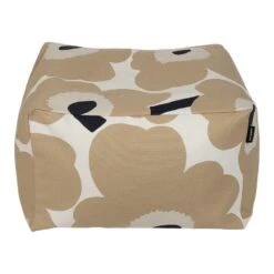 Marimekko Unikko Puffi Pouf, Off White - Beige - Dark Blue