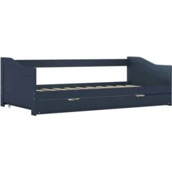 Hommoo Pull-out Sofa Bed Frame Grey Pinewood 90x200 Cm VD24041 -Fatboy Sales Store 20515742 3