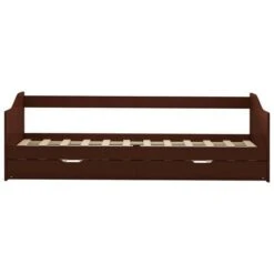 Hommoo Pull-out Sofa Bed Frame Dark Brown Pinewood 90x200 Cm VD24042 -Fatboy Sales Store 20515759 3