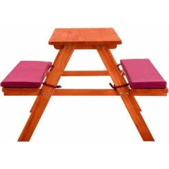 Kids Wooden Picnic Bench With Soft Cushions - Picnic Bench, Childrens Picnic Bench, Kids Picnic Bench - Red -Fatboy Sales Store 23574075 4