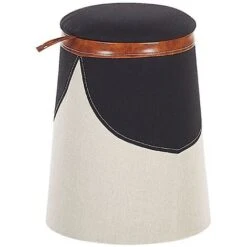 Kids Pouffe Footstool Faux Linen Upholstered With Storage Beige Apache