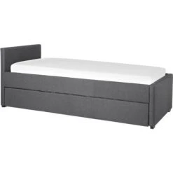 Modern Fabric EU Small Single Trundle Bed Frame 2ft6 Dark Grey Slatted Marmande -Fatboy Sales Store 23985974 4