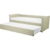 Modern Fabric EU Small Single Trundle Bed Frame Buttoned 2ft6 Beige Libourne -Fatboy Sales Store 23985976 1