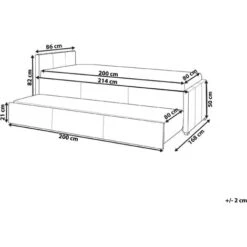 Modern Fabric EU Small Single Trundle Bed Frame 2ft6 Light Grey Slatted Marmande -Fatboy Sales Store 23985980 3