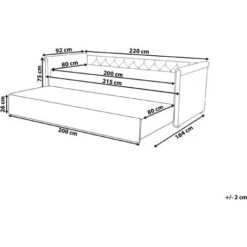 Modern Fabric EU Small Single Trundle Bed Frame Buttoned 2ft6 Dark Green Libourne -Fatboy Sales Store 23985986 3