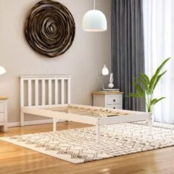 Milan 3ft Single Solid Pine Wood Bed Frame, Low Foot End, White-&-Pine, 190 X 90 Cm -Fatboy Sales Store 24401855 3
