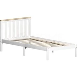 Milan 3ft Single Solid Pine Wood Bed Frame, Low Foot End, White-&-Pine, 190 X 90 Cm -Fatboy Sales Store 24401855 5