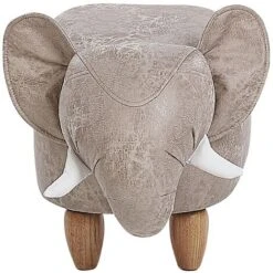 Kids Animal Stool Elephant Leather-Like With Storage Wooden Legs Grey Jumbo -Fatboy Sales Store 25262361 4