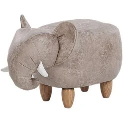 Kids Animal Stool Elephant Leather-Like With Storage Wooden Legs Grey Jumbo -Fatboy Sales Store 25262361 5