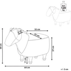 Kids Animal Stool Leather Look Fabric Pouffe Wooden Legs Playroom Brown Horse -Fatboy Sales Store 25262372 3