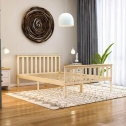 Milan 4ft6 Double Solid Pine Wood Bed Frame, High Foot End, Pine, 190 X 135 Cm 9 Milan 4ft6 Double Solid Pine Wood Bed Frame, High Foot End, Pine, 190 X 135 Cm -Fatboy Sales Store 25535216 3