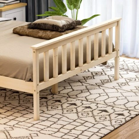Milan 4ft6 Double Solid Pine Wood Bed Frame, High Foot End, Pine, 190 X 135 Cm 6 Milan 4ft6 Double Solid Pine Wood Bed Frame, High Foot End, Pine, 190 X 135 Cm - Image 4