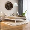 Milan 4ft6 Double Solid Pine Wood Bed Frame, Low Foot End, White-&-Pine, 190 X 135 Cm -Fatboy Sales Store 25535237 1