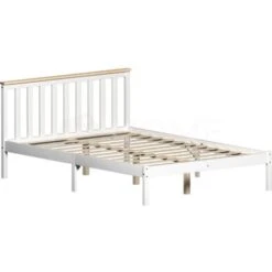Milan 4ft6 Double Solid Pine Wood Bed Frame, Low Foot End, White-&-Pine, 190 X 135 Cm 11 Milan 4ft6 Double Solid Pine Wood Bed Frame, Low Foot End, White-&-Pine, 190 X 135 Cm -Fatboy Sales Store 25535237 5