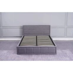 KOSY KOALA Grey Upholstered Storage Ottoman Gas Side Lift Bed Natural Linen Fabric Bed - 3FT SINGLE -Fatboy Sales Store 26668473 3