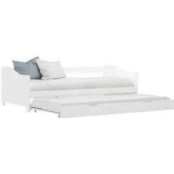 Pull-out Sofa Bed Frame White Pinewood 90x200 Cm