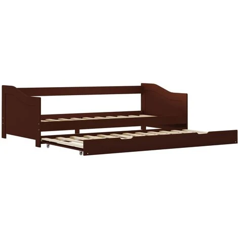 Pull-out Sofa Bed Frame Dark Brown Pinewood 90x200 Cm 4 Pull-out Sofa Bed Frame Dark Brown Pinewood 90x200 Cm - Image 2