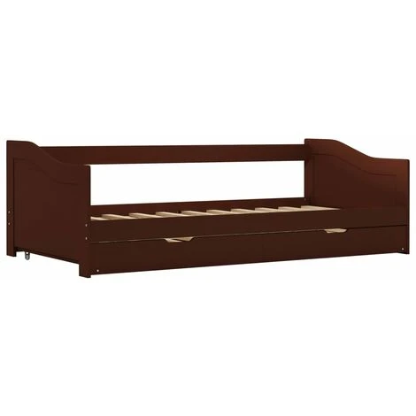 Pull-out Sofa Bed Frame Dark Brown Pinewood 90x200 Cm 6 Pull-out Sofa Bed Frame Dark Brown Pinewood 90x200 Cm - Image 4