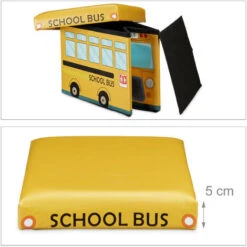 Relaxdays Folding Toy Box Of 32 X 48 X 32 Cm Toy Storage Ottoman Of Faux Leather With 37L With Removable Lid For Children, School Bus 11 Relaxdays Folding Toy Box Of 32 X 48 X 32 Cm Toy Storage Ottoman Of Faux Leather With 37L With Removable Lid For Children, School Bus -Fatboy Sales Store 31790934 5