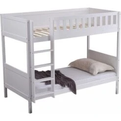 Panana Wooden Bunk Bed With Large Storage Drawer, Available In Grey And White - White Frame