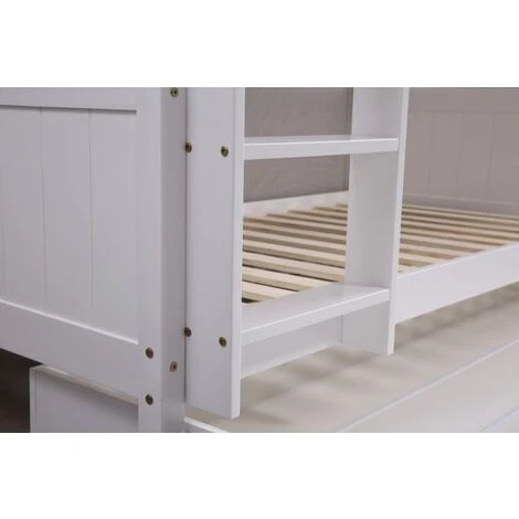 Panana Wooden Bunk Bed With Large Storage Drawer, Available In Grey And White - White Frame 5 Panana Wooden Bunk Bed With Large Storage Drawer, Available In Grey And White - White Frame - Image 3