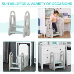 HOMCOM Two-Step Stool For Kids Toddlers With Handle For Toilet Potty Training -Fatboy Sales Store 33629601 5