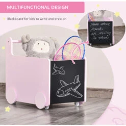 HOMCOM Kids Toys Storage Cabinet Removeable Rolling Baskets On Wheels, Pink -Fatboy Sales Store 36045872 4