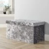 Large Folding Ottoman Grey Ice Velvet Fabric Chest Solid Storage Space Saving -Fatboy Sales Store 36857417 1