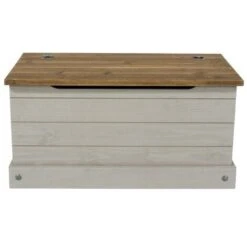 Corona Grey Ottoman Storage Wood Chest Toy Chest Bedding Pine Blanket Box -Fatboy Sales Store 36857566 3