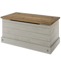Corona Grey Ottoman Storage Wood Chest Toy Chest Bedding Pine Blanket Box -Fatboy Sales Store 36857566 4