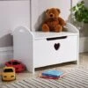 Zoe White Painted Wooden Storage Ottoman Bench Toy Cabinet Trunk Front Heart Cut-Out -Fatboy Sales Store 36857727 1