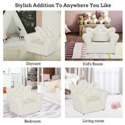 Kids Children Sofa Seat Armchair Lounger Couch Furniture With Footstool - White 9 Kids Children Sofa Seat Armchair Lounger Couch Furniture With Footstool - White -Fatboy Sales Store 37853611 3