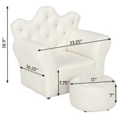 Kids Children Sofa Seat Armchair Lounger Couch Furniture With Footstool - White 10 Kids Children Sofa Seat Armchair Lounger Couch Furniture With Footstool - White -Fatboy Sales Store 37853611 4