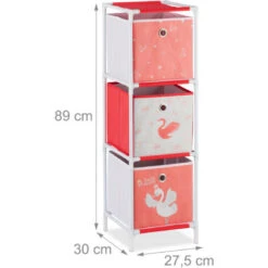 Relaxdays Children’s Shelf With 3 Boxes, Toy Storage Stand For Girls, Cute Swan Design, Nursery Organiser, White/Red -Fatboy Sales Store 41003345 4