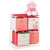 Relaxdays Children’s Shelf With 4 Boxes, Toy Storage Stand For Girls, Cute Swan Design, Nursery Organiser, White/Red -Fatboy Sales Store 41003346 1