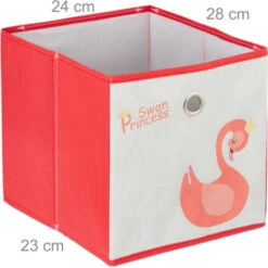 Relaxdays Children’s Shelf With 4 Boxes, Toy Storage Stand For Girls, Cute Swan Design, Nursery Organiser, White/Red -Fatboy Sales Store 41003346 5