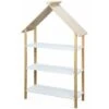 Children's Bookcase, 3 Shelves And Roof - 79x28x130cm - Tobias - Natural Pine, White -Fatboy Sales Store 45404857 1