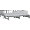 Pull-out Day Bed Grey Solid Pinewood 2x VidaXL -Fatboy Sales Store 47296084 1