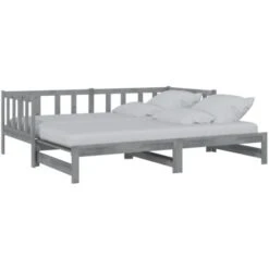 Pull-out Day Bed Grey Solid Pinewood 2x VidaXL