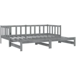 Pull-out Day Bed Grey Solid Pinewood 2x VidaXL -Fatboy Sales Store 47296084 5