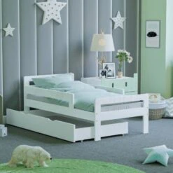 Taurus Solid Wood Toddler Bed With Underbed Drawer Storage, White, 140 X 70 Cm -Fatboy Sales Store 49193919 3