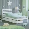 Libra 3ft Single Solid Wood Bed, 190 X 90 Cm & 2pc Underbed Drawers, White -Fatboy Sales Store 49193970 1