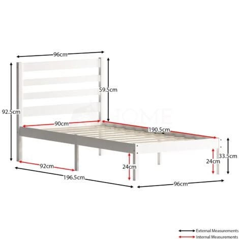 Libra 3ft Single Solid Wood Bed, 190 X 90 Cm & 2pc Underbed Drawers, White 4 Libra 3ft Single Solid Wood Bed, 190 X 90 Cm & 2pc Underbed Drawers, White - Image 2