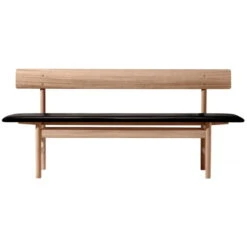 Fredericia Mogensen 3171 Bench, Oiled Oak - Black Leather