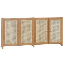 Lundia Classic Sideboard W/ Rattan Doors, Brown Lacquered
