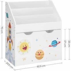 Songmics Toy Organiser, Children’s Bookshelf With 3 Shelves, Removable Storage Box With Wheels, Multipurpose, For Children's Room And Playroom, White GKR41WT -Fatboy Sales Store 50052308 5