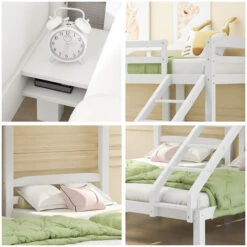Bunk Bed Triple Sleeper With Side Ladder For Children And Teens, 90x190cm,90x200cm, White -Fatboy Sales Store 50393634 3