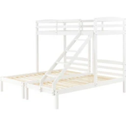 Bunk Bed Triple Sleeper With Side Ladder For Children And Teens, 90x190cm,90x200cm, White -Fatboy Sales Store 50393634 4